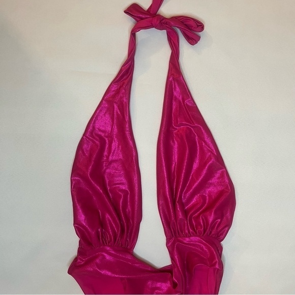 Urban Outfitters Out From Under Marina Metallic Pink One Piece Swimsuit Sz M NWT - Picture 6 of 16